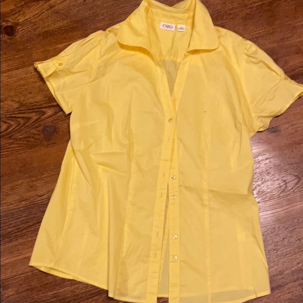 Yellow short sleeve button down shirt